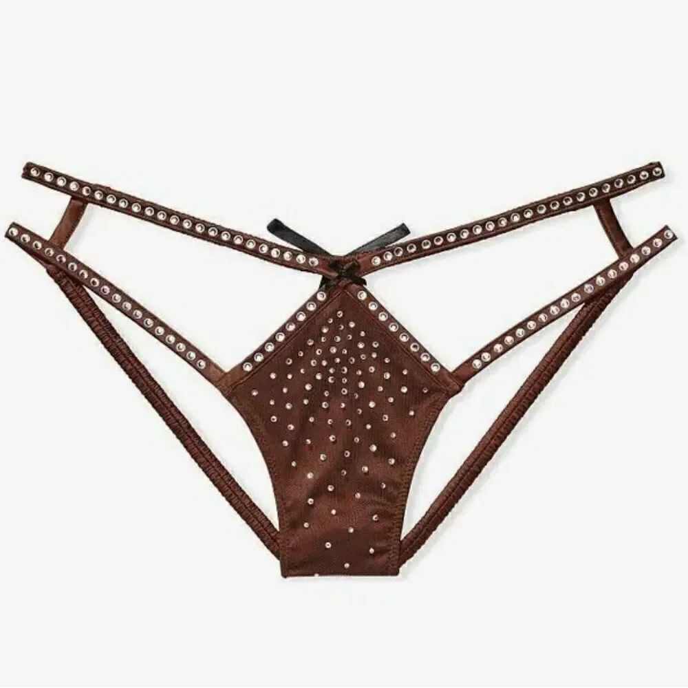 Victoria’s Secret Dream Angels Strappy Satin Shine Rhinestone Cheekini panty L